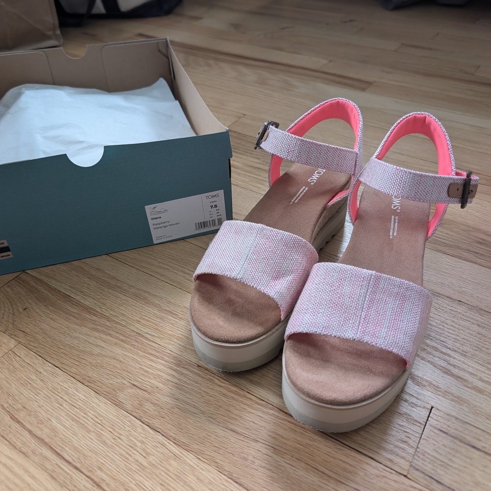 Toms Pink and Cream Women's Sandals